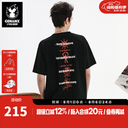 GENANX潮牌男裝t恤男簡(jiǎn)約印花寬松圓領(lǐng)透氣涼感防曬秒干吸汗繡花情侶T恤 黑色 M 【建議】參考尺碼助手或客服