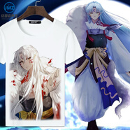 結盟者犬夜叉t恤 殺生丸 桔梗 日本動(dòng)漫周邊短袖體恤夏男女學(xué)生上衣服 人1  M