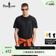 比音勒芬2025夏季新款透氣圓領(lǐng)防曬短袖T恤休閑簡約親膚男士上衣日常通勤 07黑色 M （100）