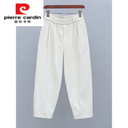 皮爾卡丹（PIERRE CARDIN）2025年夏季薄款松緊腰8分休閑褲寬松束腳百搭哈倫褲潮流顯瘦女褲 米白色春秋9586 9分褲 26