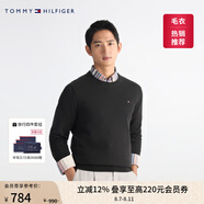 TOMMY HILFIGER【柔軟純棉】25秋冬男撞色條紋學(xué)院風(fēng)針織衫/情侶款純色毛衣 【純色繡標(biāo)毛衣】經(jīng)典黑BDS S  （推薦：120-135斤）
