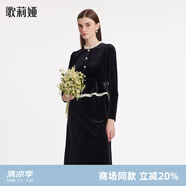 歌莉婭（GOELIA）絲絨連衣裙2025春裝新款洋氣歐若風氣質裙子小黑裙1BNR4K360 00B黑色 L