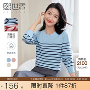 熙世界sllsky法式條紋針織衫長(cháng)袖毛衣2025春裝新款寬松慵懶圓領(lǐng)打底衫 粉底酒紅條 XL