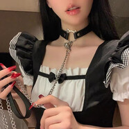 虔生緣貓咪鈴鐺項圈女頸鏈頸圈choker鎖骨鏈皮質(zhì)頸環(huán)項鏈情趣性感脖圈鏈 【黑】貓耳鈴鐺脖環(huán)+牽引繩頸飾 可調(diào)日系軟妹小眾個性配飾K9項圈