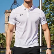 耐克（NIKE）t恤男 25夏季新款DRI-FIT速干輕薄透氣健身半袖圓領(lǐng)運(yùn)動(dòng)冰絲短袖 白色/DRI-FIT/翻領(lǐng)POLO 刺繡LOGO M (170) 【推薦100-130斤】