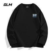 GLM白色長(cháng)袖t恤男春秋季重磅男裝打底衫純棉吸汗寬松大碼男士衣服