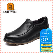 老人頭（LAORENTOU）皮鞋男士牛皮套腳商務(wù)休閑鞋牛筋底耐磨耐滑男單鞋 922986 黑 43