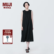 無(wú)印良品 MUJI 女式強(qiáng)捻無(wú)袖連衣裙女裝連身裙子夏季純棉全棉長(zhǎng)裙BC2JNC4S 黑色 XS (150/76A)
