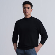 龍牙隱之云榕美麗諾羊毛圓領(lǐng)/V領(lǐng)/半高領(lǐng)毛衣秋冬男士?jì)却钚蓍e上衣 極夜黑（半高領(lǐng)） XS 165/88A