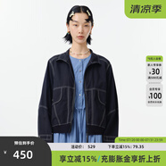 幻走（MOVEUP）2025春季新款.FUN系列羅紋撞色線純棉設計短款外套女 黑色 M