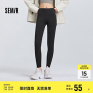 森馬（Semir）休閑褲女高彈收腹緊身打底褲2025春黑色隨心裁九分褲109125127001