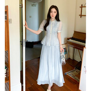 歌珀萊（GEPORAIS）歌珀萊小個子氣質(zhì)套裝女神范GERTCOREL2025新款夏季法式設計感淺 長裙101cm XL推薦120-135斤 均碼