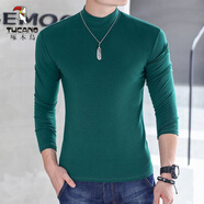 啄木鳥(niǎo)（TUCANO）2025中絲光棉半高領(lǐng)打底衫男士長(cháng)袖t恤春秋純色修身大碼薄款秋衣 墨綠色 【長(cháng)半高領(lǐng)】 2XL 【135-150斤】