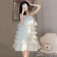 VJWK荷葉邊連衣裙赫本風(fēng)白色赫本風(fēng)2025年新款早春女裝蛋糕裙白色公主 白色8916 S (80-95斤)