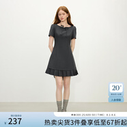范思藍(lán)恩氣質(zhì)辣妹短袖連衣裙女2025夏新款收腰拼接百褶裙子2062 灰色 L