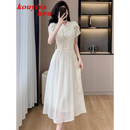 蔻伊婭（Kouyiya）品牌女裝新品新中式連衣裙女裝2025夏季新款氣質(zhì)改良旗袍盤扣裙子 杏色 S