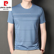 皮爾卡丹（pierre cardin）純棉提花短袖T恤男士中青年夏季新款寬松體恤衫中年男爸爸裝上衣 8270018藍(lán)色 XL 175/115/52135-155斤