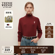 Teenie Weenie小熊女裝春季簡約時(shí)尚休閑雙層高領(lǐng)針織毛衣打底衫 深紅色 M 165