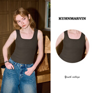 庫恩瑪維（KUHNMARVIN）【多色】純色修身吊帶女裝2025年夏季新款外穿內搭小背心K37053 深灰綠 S