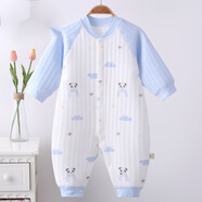 G.duck童裝嬰幼兒連體衣新款夾棉保暖寶寶棉服秋冬裝超萌棉衣新生兒衣服 滿(mǎn)印藍色熊貓 90cm
