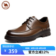 駱駝牌男士皮鞋亮面牛皮舒適軟底系帶百搭商務(wù)婚鞋 P13A005031 棕色 39