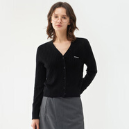 古木夕羊（GMXY）GS450034009古木夕羊2024秋季新品V領(lǐng)絞花開(kāi)襟毛衣 純色黑色 XL