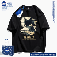 NASA STONE聯(lián)名短袖t恤男女款夏季2025新款寬松純棉半袖美式青少年涼感夏裝 黑色-酷酷貓咪 2XL 推薦體重130-150斤
