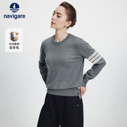 Navigare意大利小帆船針織衫女長袖圓領(lǐng)毛衣2334003502 灰 M 