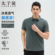 太子龍男士短袖polo衫2025夏季透氣純色百搭商務(wù)休閑抗皺翻領(lǐng)男士t恤 藍(lán)灰色 M 建議90-120斤