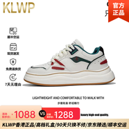 KLWP香港國際輕奢品牌真皮男鞋軟底運動休閑厚底小白板鞋學生休閑鞋 米綠A款 運動鞋碼 39