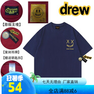 DREW HOUSEDrew短袖笑臉短袖賈斯丁比伯同款小惡魔卡通情侶百搭純棉圓領(lǐng)短袖 9886668三標齊全-藏青 M （85-120斤）156-163cm