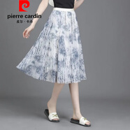 皮爾卡丹（pierre cardin）官方品牌高端2025夏新款碎花半身裙女小清新短裙大擺網紗印花a字 新面料雪紡紗(9906-2) 均碼 (松緊腰)