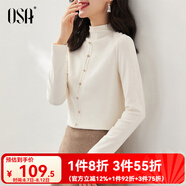 歐莎（OSA）【多色可選】半高領(lǐng)長(zhǎng)袖T恤女士2025年秋冬季內(nèi)搭打底衫上衣百搭 米白色A S
