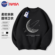 NASA GISS官方潮牌衛(wèi)衣男秋季潮流印花寬松圓領(lǐng)百搭套頭外套男 黑色 2XL