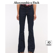 ABERCROMBIE & FITCH女裝25春夏美式氣質百搭辣妹中腰水洗微喇牛仔褲長褲KI155-4862 深藍色 26 S (150/66A)短版
