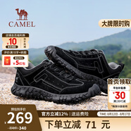 駱駝（CAMEL）登山鞋男防滑戶(hù)外徒步運(yùn)動(dòng)休閑鞋男新款透氣男士復(fù)古鞋子七夕禮物 G15A370083  黑色（皮面款） 40