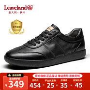 楓葉（leaveland）意大利板鞋男新品頭層牛皮透氣小白鞋輕便軟底運動休閑德訓鞋子男 黑色(皮鞋碼) 41 (255mm)