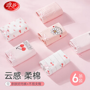 浪莎（LangSha）兒童內(nèi)褲女童內(nèi)褲純棉學(xué)生寶寶舒適內(nèi)褲女孩條裝6條裝卡通圖案120