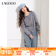 lagogo灰色含羊毛針織衫女拉谷谷春秋新款木耳邊甜美溫柔開衫毛衣 淺灰色(R3) S