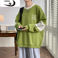 浪古 LAWKUL衛衣男款秋冬季潮牌寬松套頭圓領(lǐng)上衣服潮流男士百搭休閑長(cháng)袖t恤 綠色 M