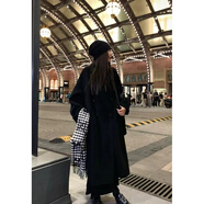 OY黑灰色雙面羊絨大衣女2025秋冬新款中長款羊毛呢子韓系感外套 黑色 短毛與其它不同綿羊毛 XXS 155-160cm  90-105斤