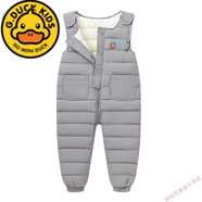 G.DUCKKIDS兒童羽絨棉背帶褲嬰幼兒寶寶冬季加厚棉褲男女童外穿開檔加絨褲子 灰色 80 cm 建議身高70-80cm