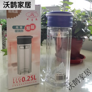 五月花雙層保溫隔熱水杯創(chuàng)意出口茶葉杯加厚鋼化玻璃杯水晶玻璃杯 藍色蓋250ml