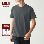 無(wú)印良品 MUJI 男式 印度棉天竺編織 圓領(lǐng)短袖T恤 ABA01A0S 炭灰色 L