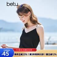 betu百圖女裝吊帶衫打底背心內(nèi)搭背心外穿V領(lǐng)無(wú)袖吊帶背心女2204T82 黑色 S