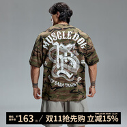 MUSCLE DOG肌肉狗 毒液偽裝 潮牌軍旅風(fēng)迷彩運動(dòng)休閑短袖T恤男訓練健身半袖 綠色迷彩色 M