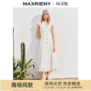 MAXRIENY【商場(chǎng)同款】波嬉風(fēng)小蓋袖收腰連衣裙25夏波西米亞風(fēng)長(zhǎng)裙 米白 L