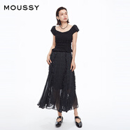 moussy 女裝新品甜美森系風(fēng)木耳邊波點(diǎn)半身裙女028HSA30-1981 020黑色 M