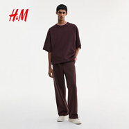 H&M男裝T恤2025年夏季新款大廓形T恤1294399 紅色 XS 165/84