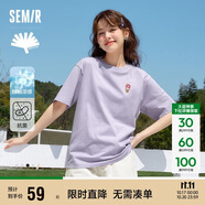 森馬（Semir）【多彩涼感T】短袖t恤女夏中長款寬松舒適刺繡上衣109324100007